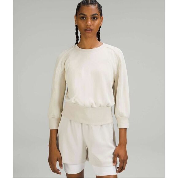 Lululemon Softstreme Ribbed-Hem Pullover Crewneck Sweater Top Natural Ivory 6 - Picture 1 of 11